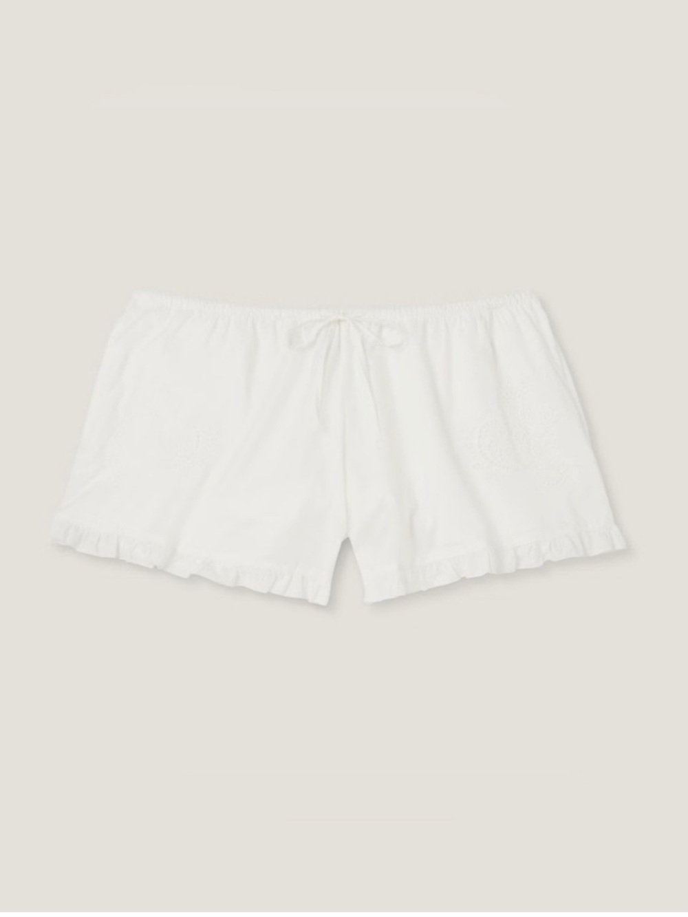 Parke Women's Mid-Rise Woven Drawstring Shorts Cream Embroidered 2X NWT